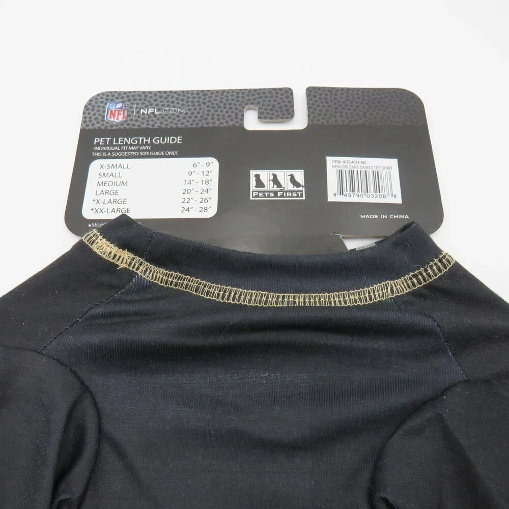 New‎ Orleans Saints Pet Shirt Medium NFL Team Tee Dog Wear Black Gold Polyester